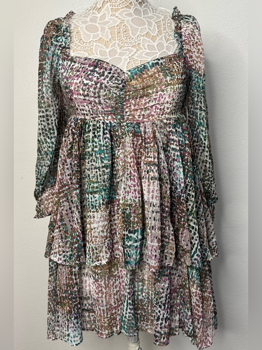 NWT Tiered Boho Maxi Dress in Multi Color